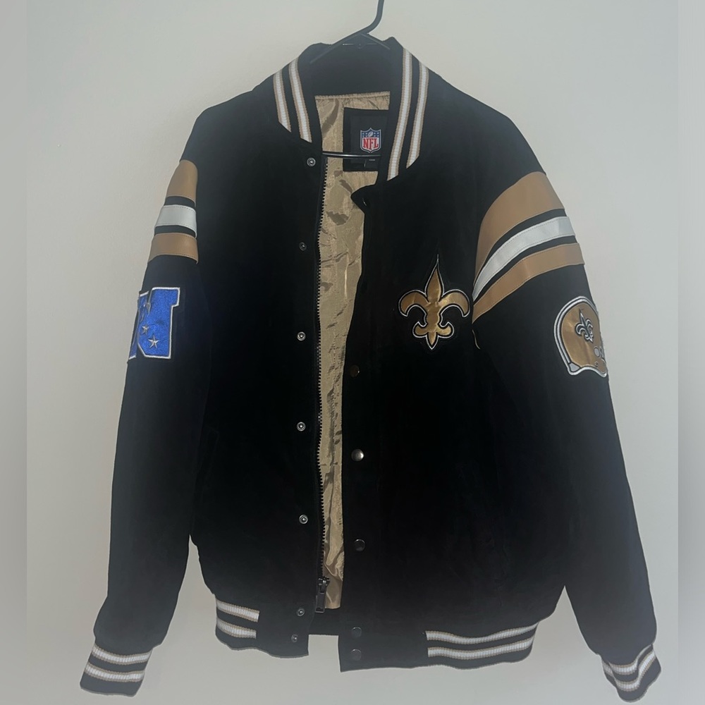 Vintage New Orleans Saints varsity style leather jacket